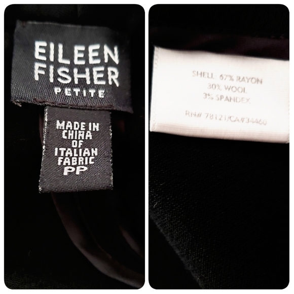 Eileen Fisher Petite Black Open Front Wool Blazer Minimalistic Quiet Luxury PP - Picture 9 of 10